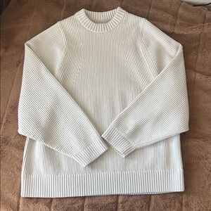 Lululemon Athletica Cotton Blend Crewneck Sweater in Bone